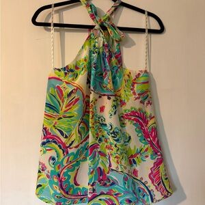 Lilly Pulitzer Colorful Paisley Tie Neck Tank